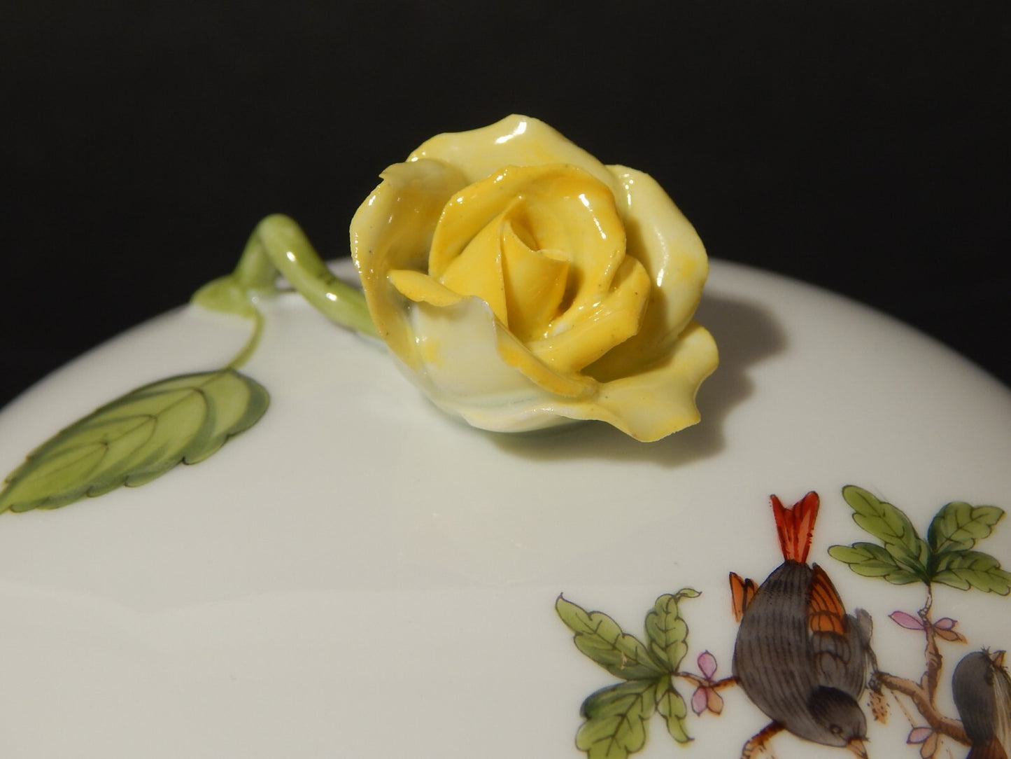 PORCELLANA HEREND COFANETTO BOMBONIERA PORCELLANA ROTHSCHILD ROSA GIALLA