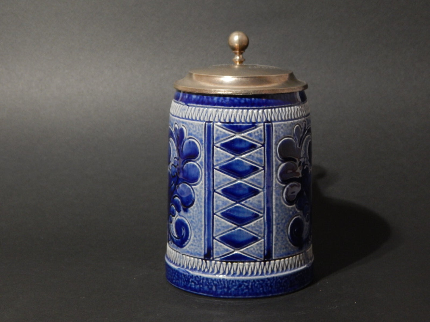 ANTICO COLLEZIONE BOCCALE BIRRA CERAMICA MARZI & REMY COPERCHIO PELTRO