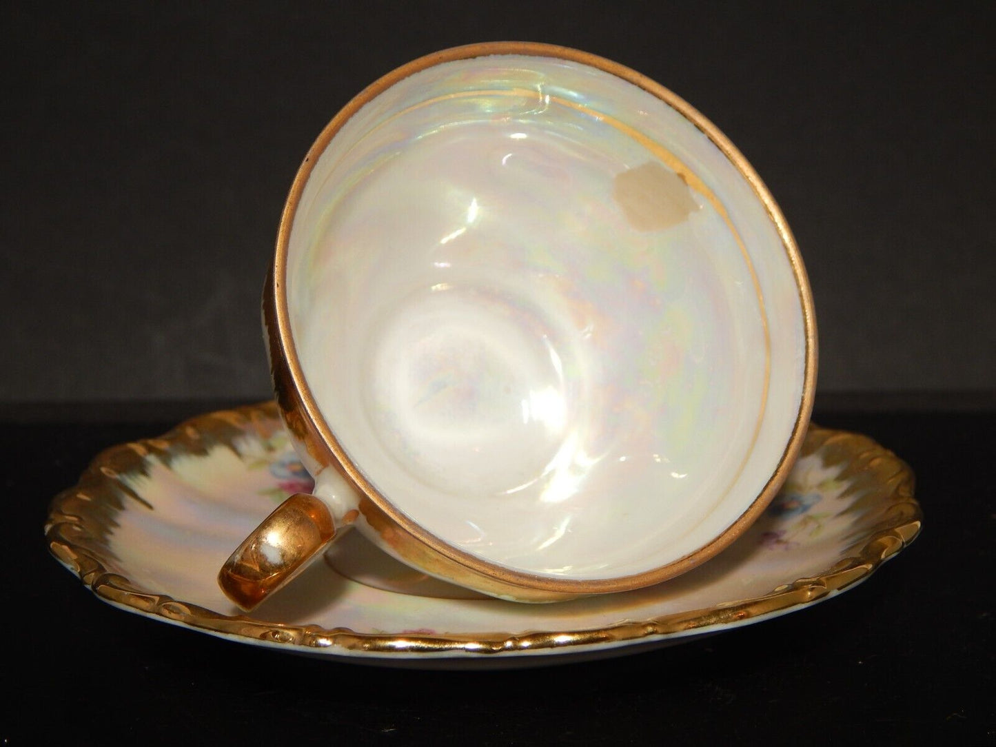 ANTICA TAZZINA CAFFE' PORCELLANA DECORO LUSTRO BAVARIA SELTMANN THERESIA DIFETTO