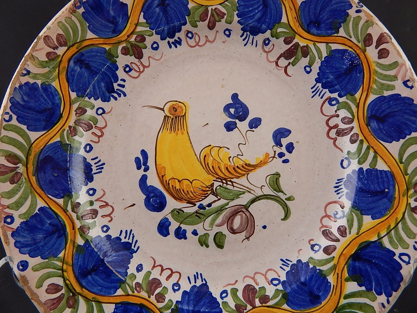 ANTICO 1800 PIATTO CENTROTAVOLA MAIOLICA CERAMICA DI MANISES SPAGNA