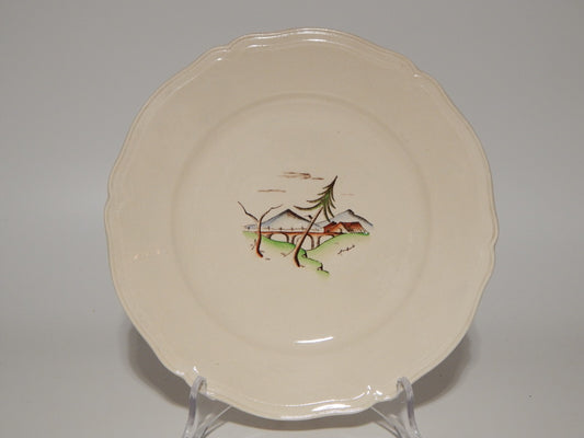 ANTICO PIATTO PI ANO CERAMICA S.C.I. LAVENO ANDLOVIZ PERIODO PAESAGGIO DIPINTO