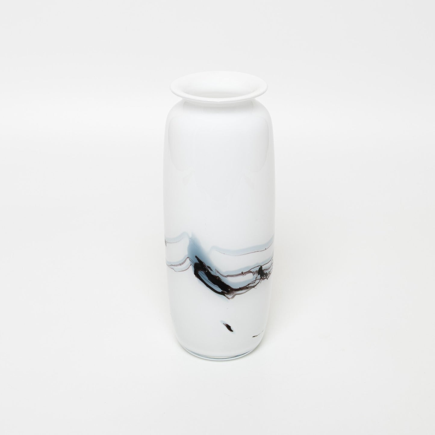 VASO VETRO OPALINO BIANCO CON DECORO BLU HOLMEGARD ATLANTIS MICHAEL BANG CM 20