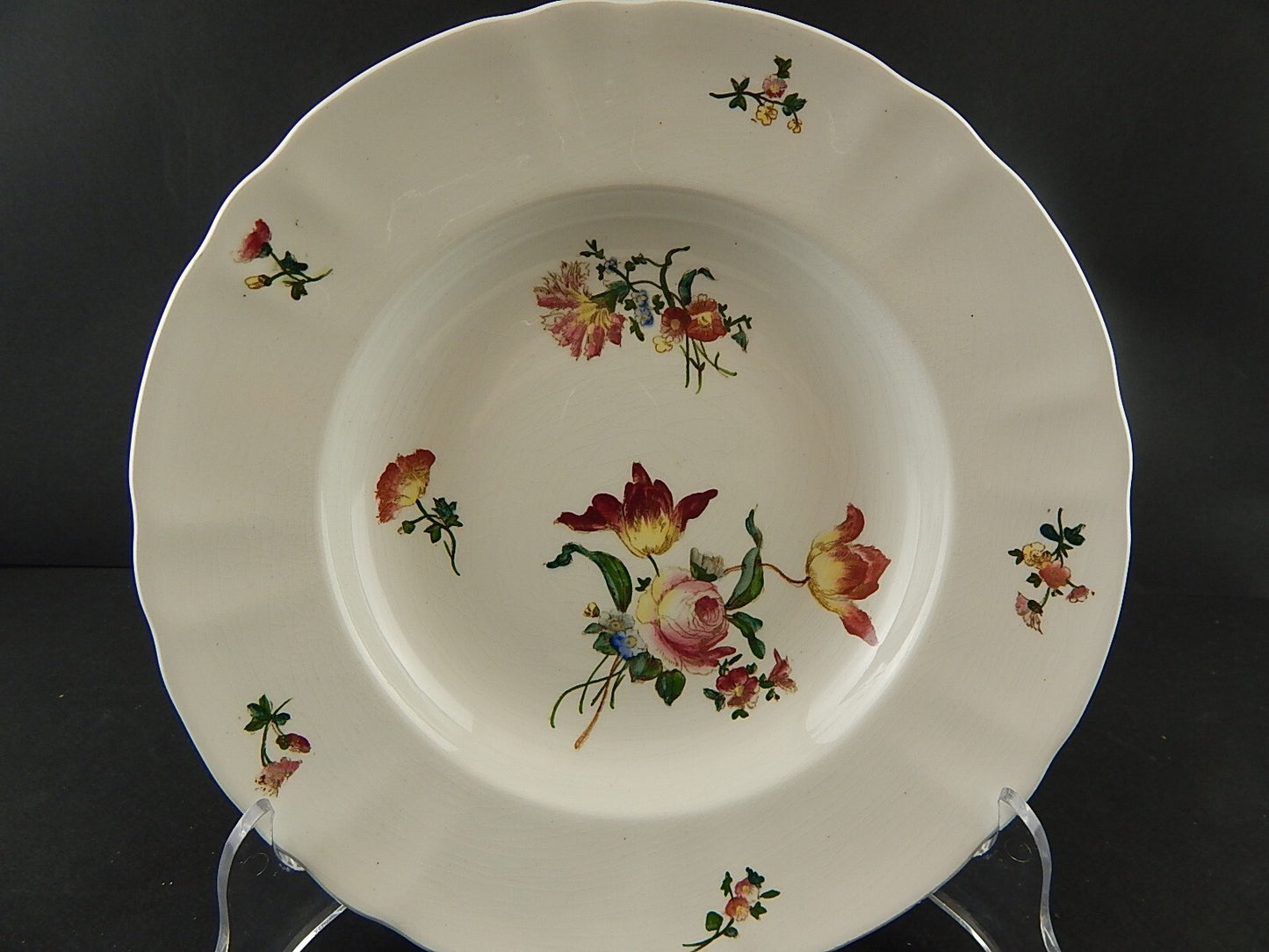 ANTICO 1800 RARISSIMO PIATTO FONDO CERAMICA RICHARD MILANO DECORO DRESDEN A132