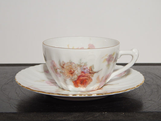 ANTICA TAZZINA CAFFÈ PORCELLANA BIANCA DECORO FLOREALE BAVARIA SELTMANN WEIDEN