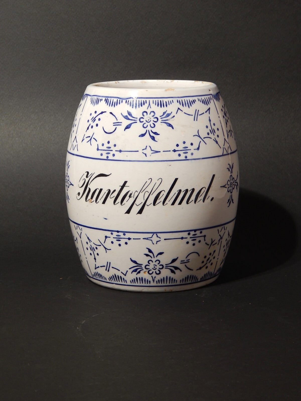 ANTICO RARO BARATTOLO KARTOFFELMEL FECOLA PORCELLANA THEODOR PAETSCH FRANCOFORTE