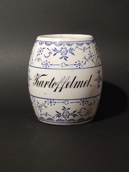 ANTICO RARO BARATTOLO KARTOFFELMEL FECOLA PORCELLANA THEODOR PAETSCH FRANCOFORTE