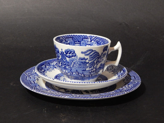 ANTICO TRIO TAZZA CERAMICA POTTERY WOOD&SONS BURSLEM ENOCH1784RALPH1750 WILLOW