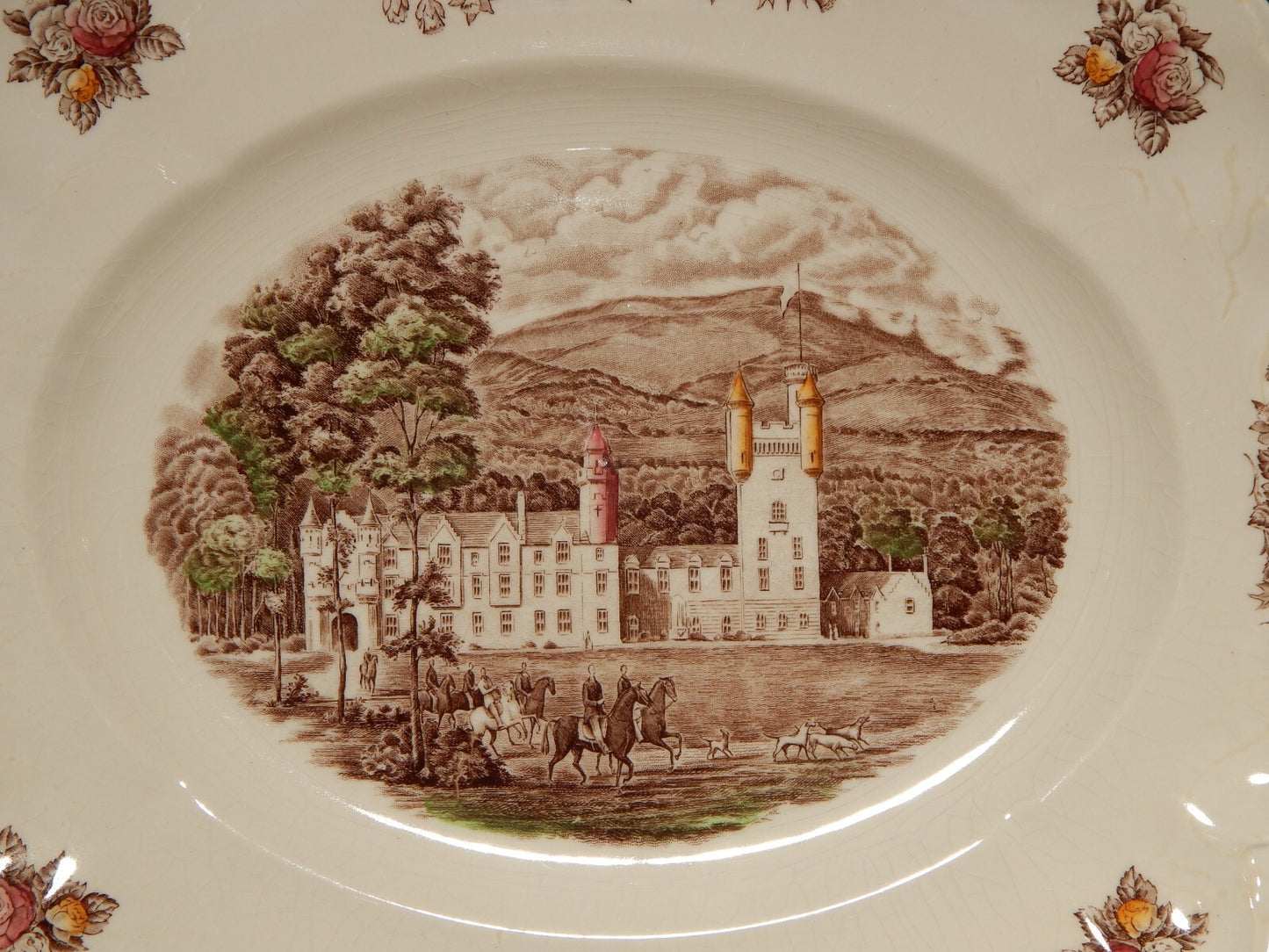 ANTICO VASSOIO PORCELLANA JOHNSON BROS ROYAL HOMES OF BRITAIN BALMORAL CASTLE #