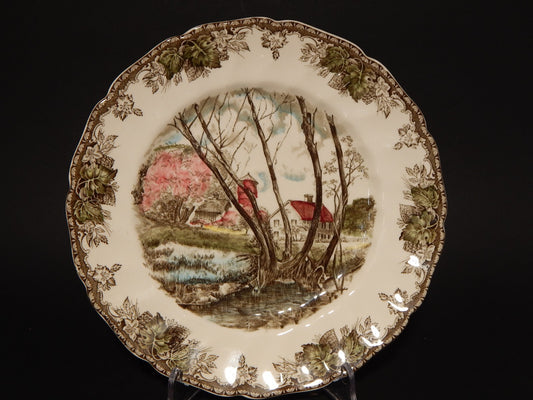 VINTAGE PIATTO SEMI PORCELLANA JOHNSON BROS FRIENDLY VILLAGE WILLOW BY THE BROOK