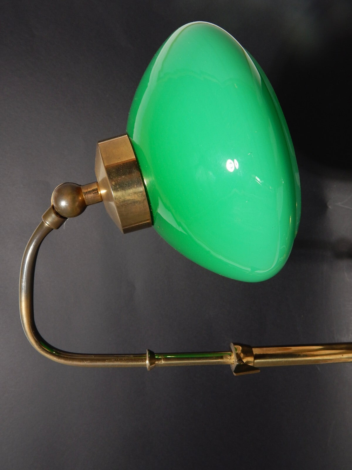 RETRO LAMPADA TAVOLO SCRIVANIA ART DECO MINISTERO PARALUME VETRO VERDE OPALINO