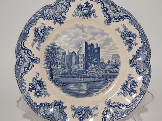 VINTAGE JOHNSON BROS OLD BRITAIN CASTLE BLU PIATTO PIANO PORCELLANA DIFETTO 1919