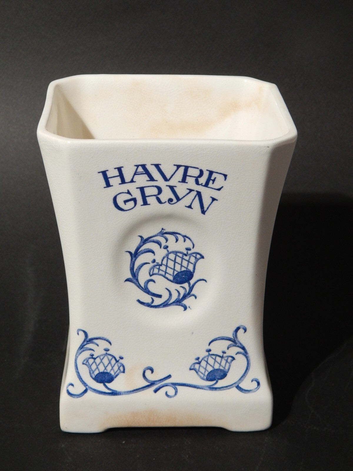 ANTICO RARO LIBERTY VASO BARATTOLO CUCINA CERAMICA RORSTRAND HAVRE GRYN SEMOLA