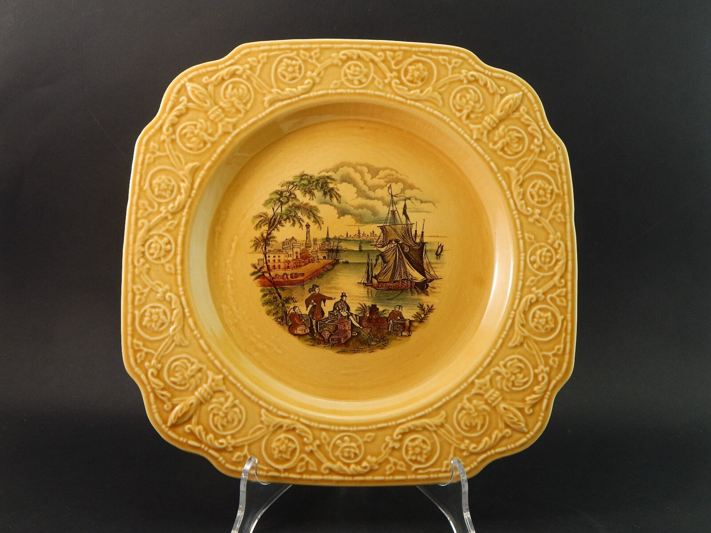 VINTAGE VASSOIO QUADRATO ROYAL STAFFORDSHIRE CERAMICS ENGLAND SAFE HARBOUR