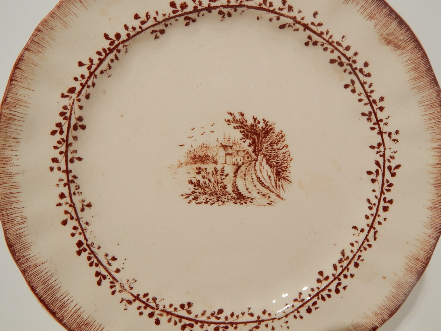 ANTICO PIATTO SOCIETA' CERAMICA RICHARD MILANO PAESAGGIO STAMPA A MANO