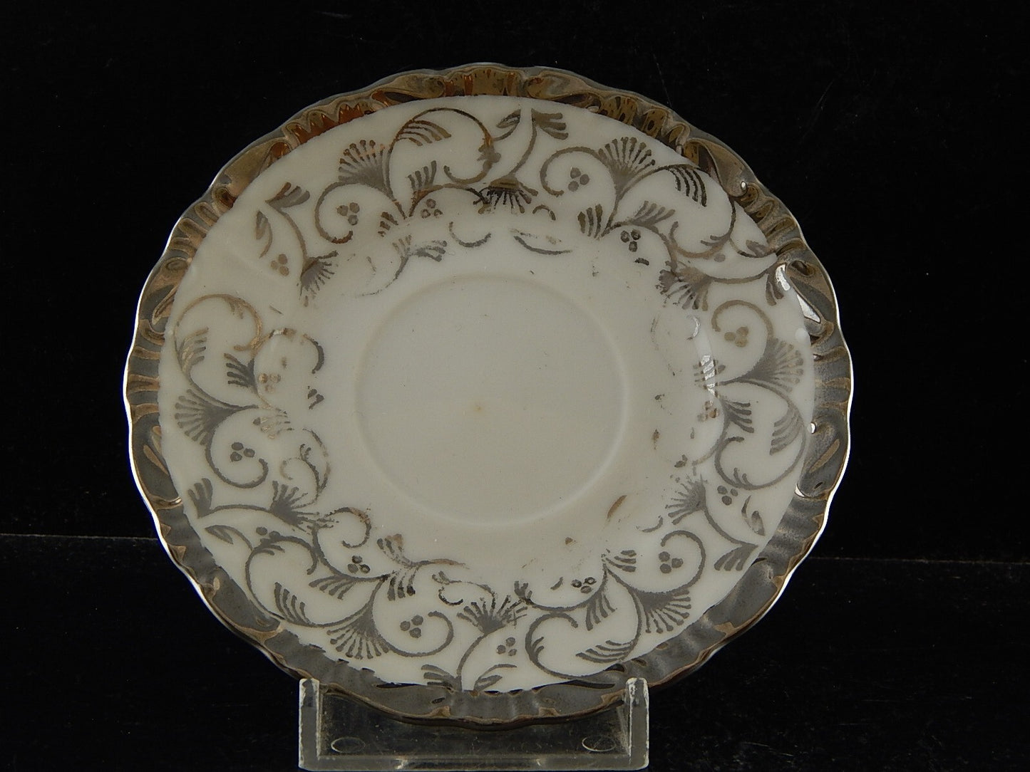 ANTICA TAZZINA CAFFÈ PORCELLANA ROCAILLE DECORO CON ARGENTO CROWN BAVARJA