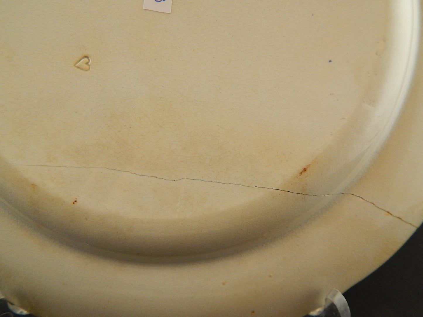 ANTICO DEL 1854 AUTENTICO RARO PIATTO SEMI PORCELLANA WEDGWOOD TRANSFERWARE #