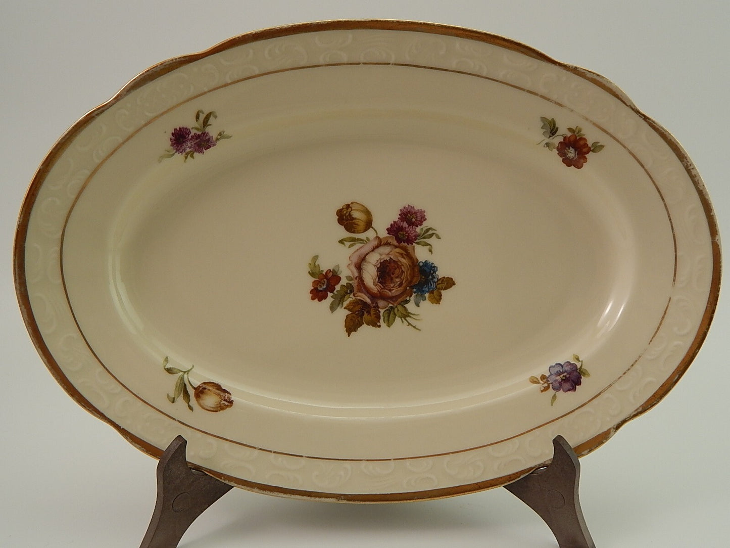 ANTICO KPM COPENHAGEN ROCAILLE VASSOIO PORCELLANA DEL 1924 CM 28 x 20