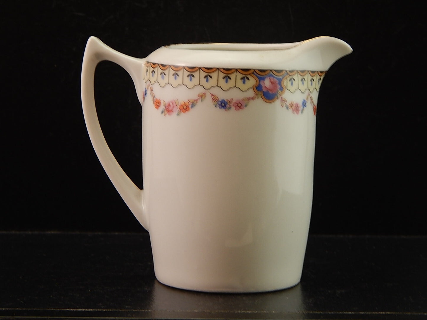 ANTICA ART DECO LATTIERA BRICCO PORCELLANA BOEMA DECORO A GHIRLANDA