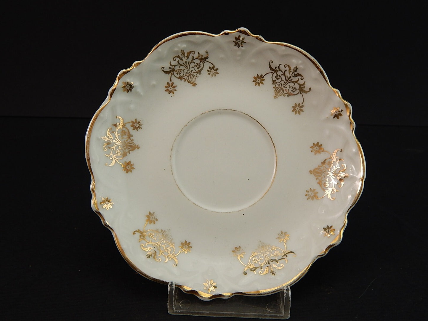 ANTICA TAZZA+PIATTINO FINE 800 PORCELLANA BIANCA DECORO ORO ZECCHINO M Z AUSTRIA