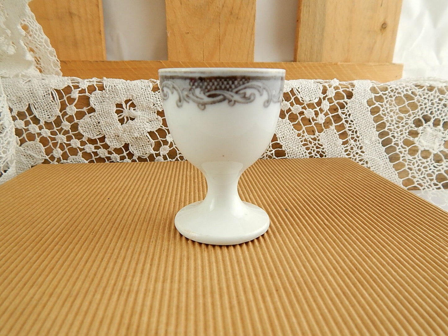 ANTICO RARO PORTAUOVO PORCELLANA XIX SECOLO COLLEZIONE MANIFATTURA INGLESE