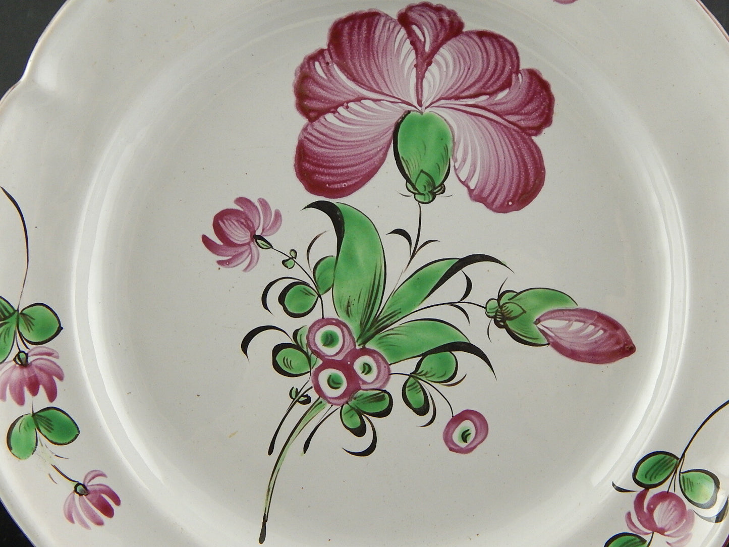 ANTICO 800 PIATTO CERAMICA MAIOLICA FIORI DIPINTI POLICROMI COLLEZIONE #6938