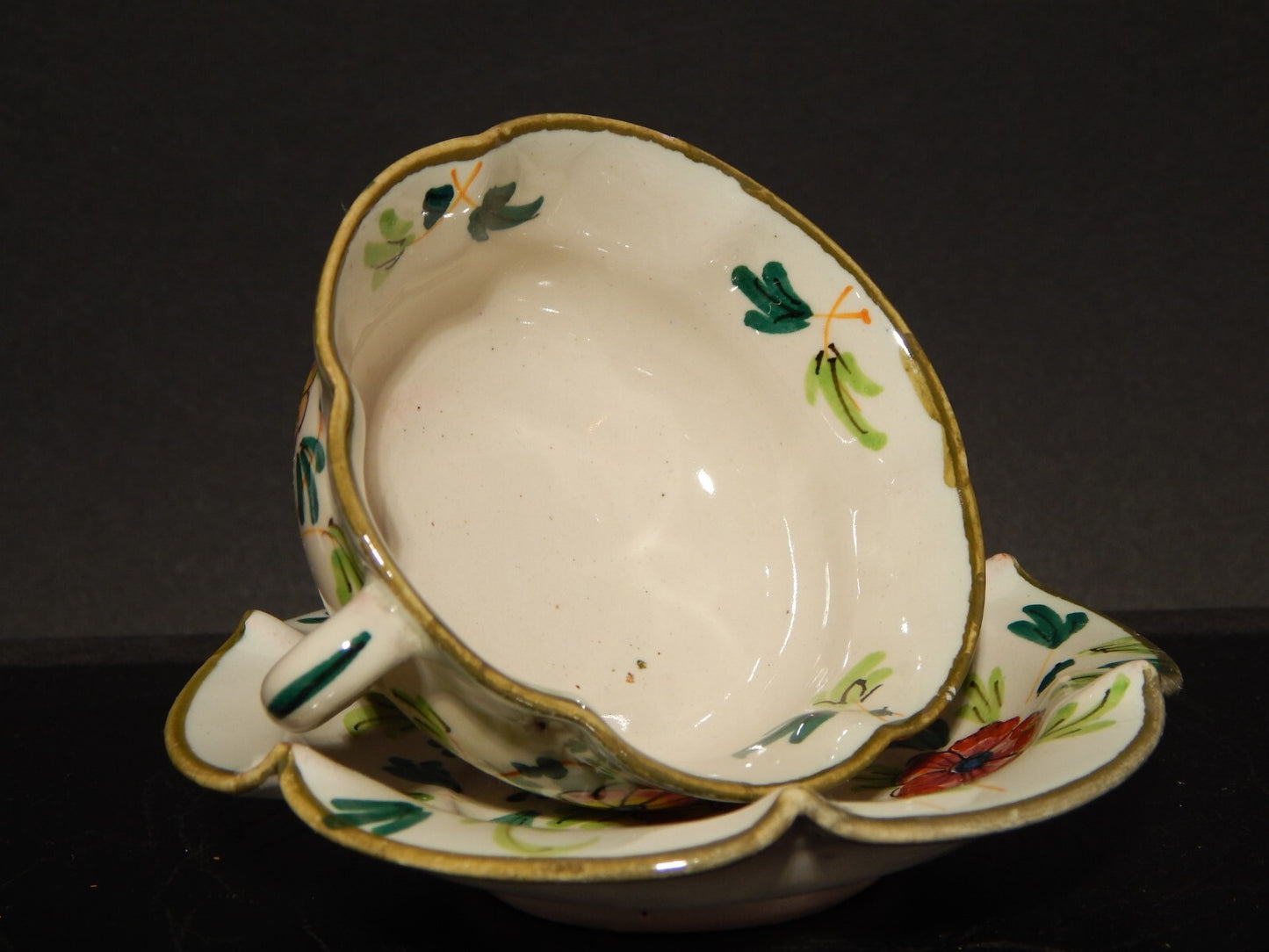 ANTICA RARA TAZZA E PIATTINO IN MAIOLICA CERAMICA CANTAGALLI FIRENZE ITALY #1346