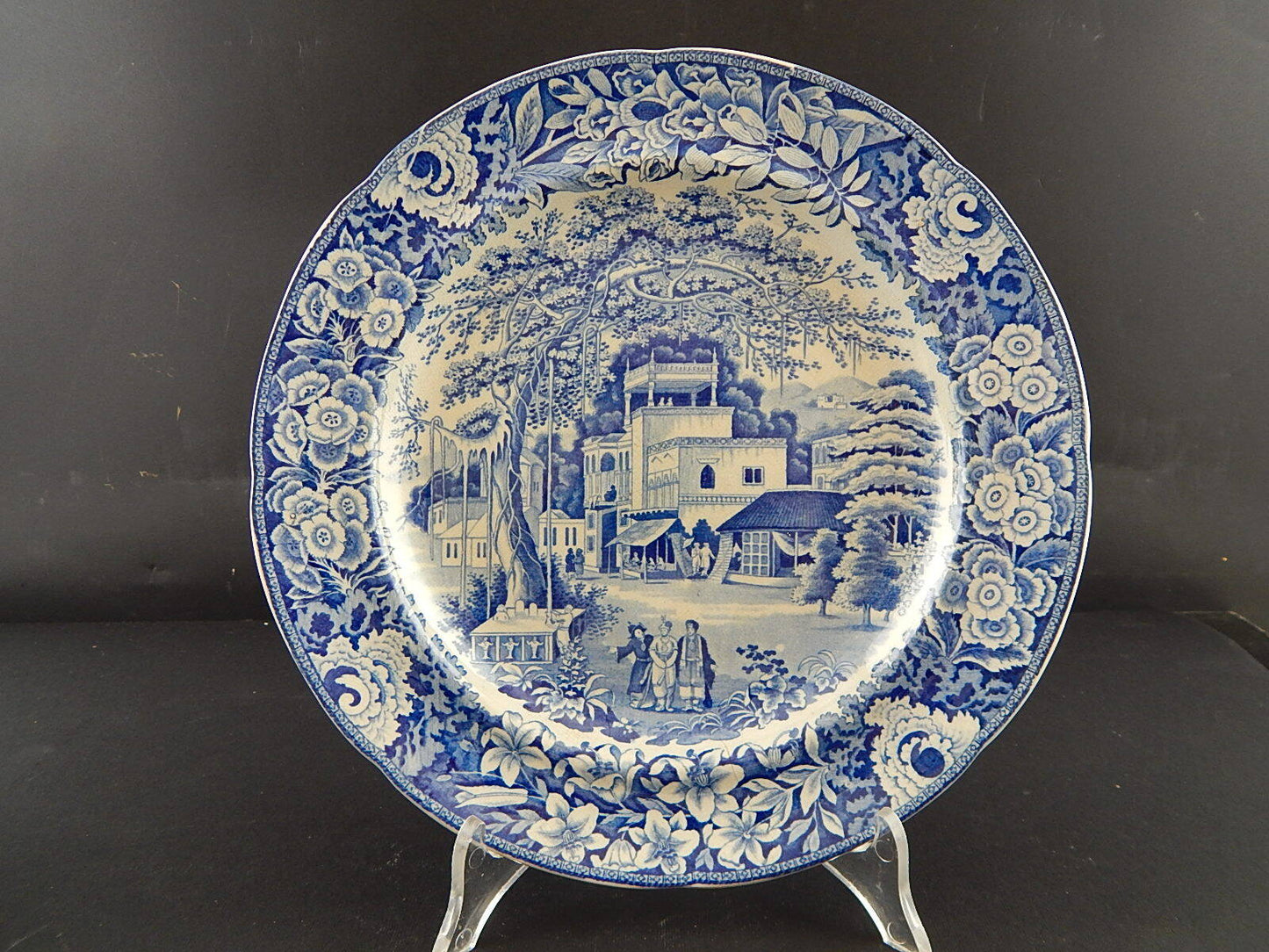 ANTICO DEL 1854 AUTENTICO RARO PIATTO SEMI PORCELLANA WEDGWOOD TRANSFERWARE