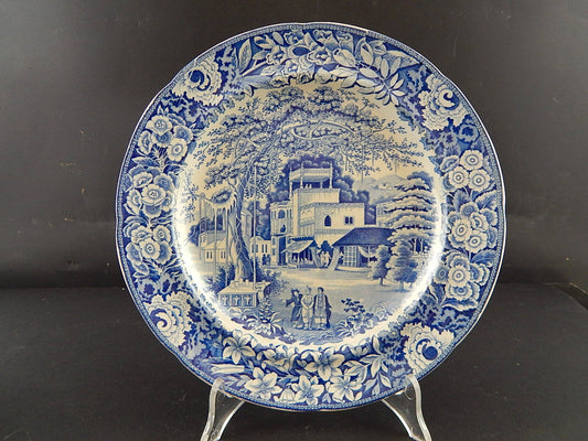 ANTICO DEL 1854 AUTENTICO RARO PIATTO SEMI PORCELLANA WEDGWOOD TRANSFERWARE