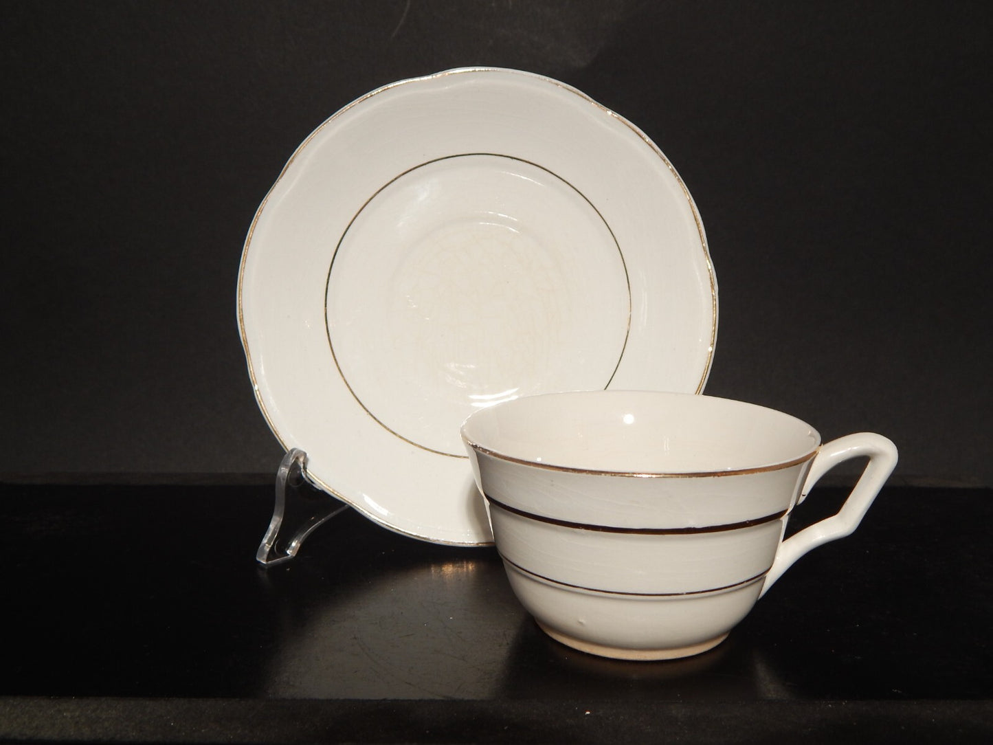 ANTICO ART DECO TAZZA DA TE' CERAMICA PROFILI ORO REVELLI LAVENO #1271