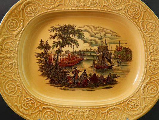 VINTAGE VASSOIO ROYAL STAFFORDSHIRE CERAMICS ENGLAND STAMPA MANO SAFE HARBOUR