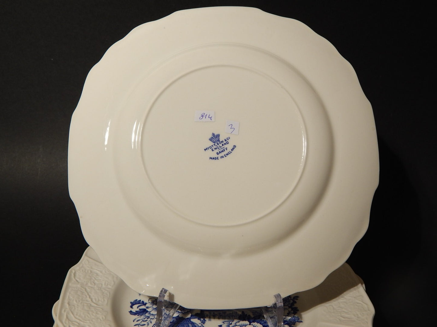 ANTICO SERVIZIO 6 PIATTI CERAMICA MYOTT SON STAFFORDSHIRE ENGLAND BIANCO BLU