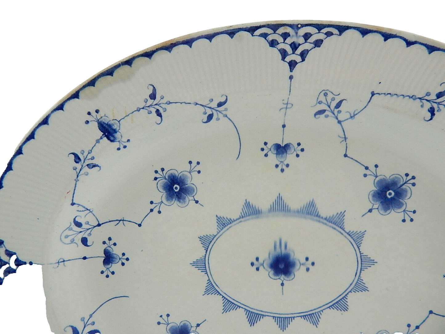 ANTICO VASSOIO RAVIERA PORCELLANA CERAMICA INGLESE FURNIVALS 1900 BIANCO-BLU