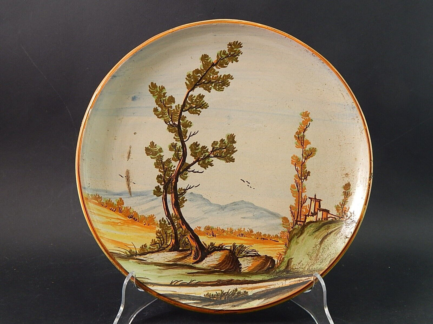 ANTICO PIATTO PARATA MAIOLICA CERAMICA BOTTEGA CASTELLI ABRUZZO #2140