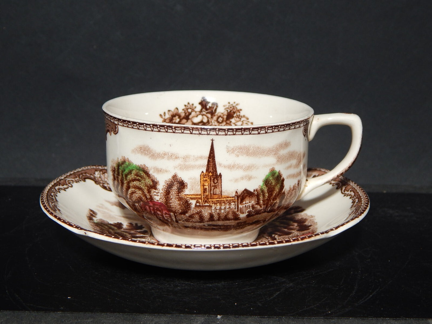 ANTICA TAZZA DA TE' PORCELLANA JOHNSON BROS OLD BRITAIN CASTLE MULTICOLOR