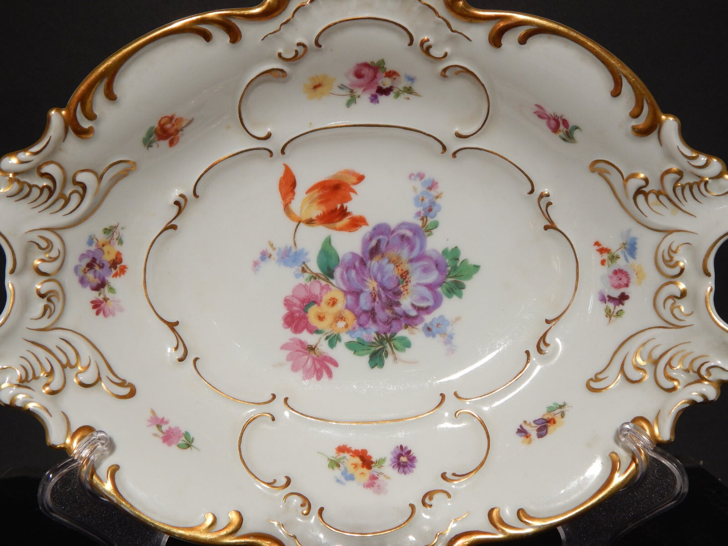 VINTAGE PREZIOSO CENTROTAVOLA PORCELLANA HUTSCHENREUTHER BAVARIA STILE ROCAILLE