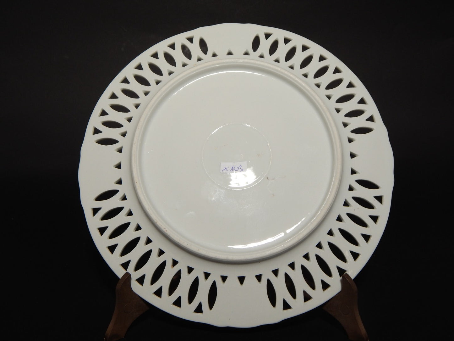 ANTICO RARO ROMANTICO SET 6 PIATTI PORCELLANA TRAFORATI CON SCENE GALANTI