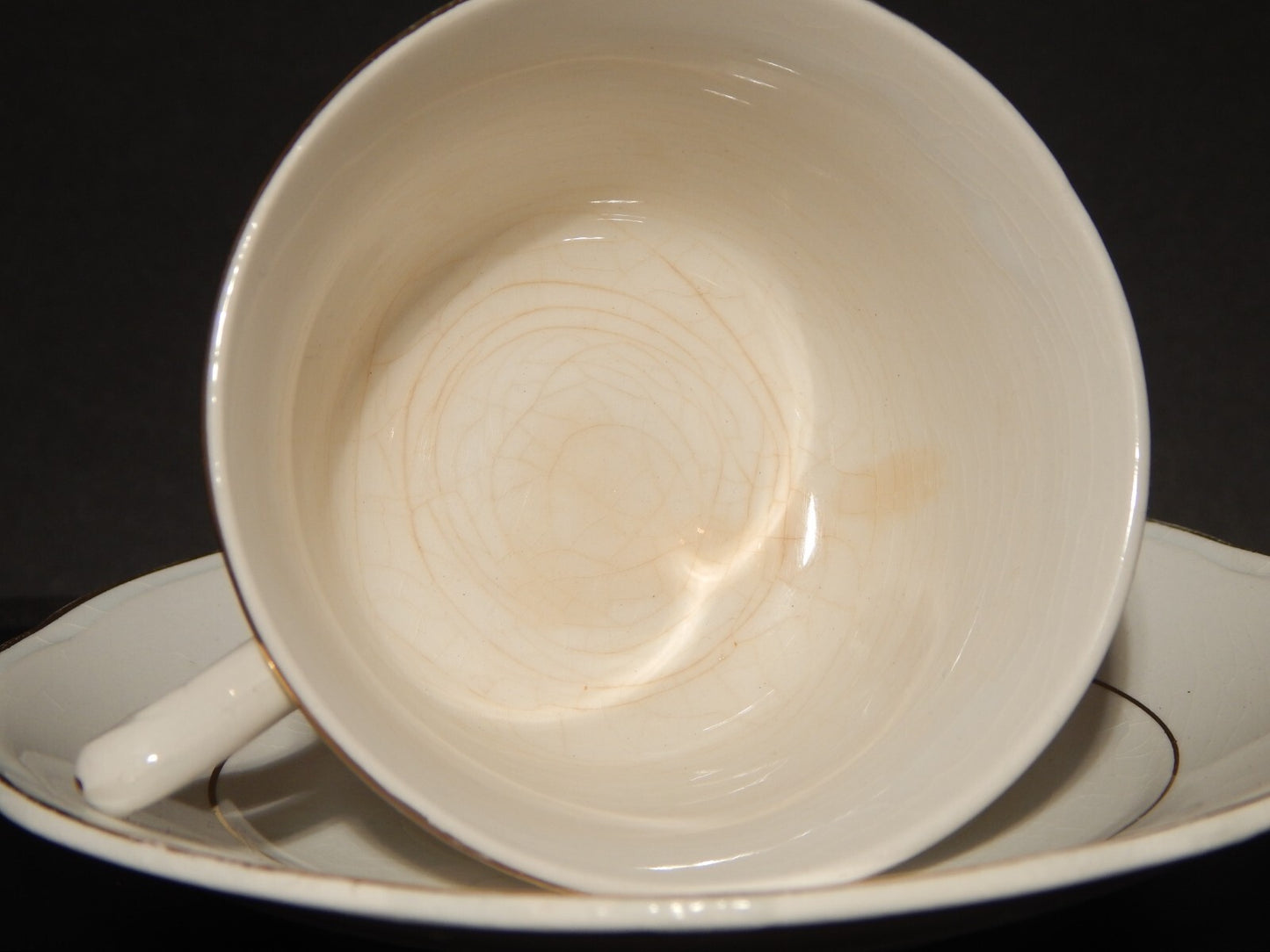 ANTICO ART DECO TAZZA DA TE' CERAMICA PROFILI ORO REVELLI LAVENO #1271