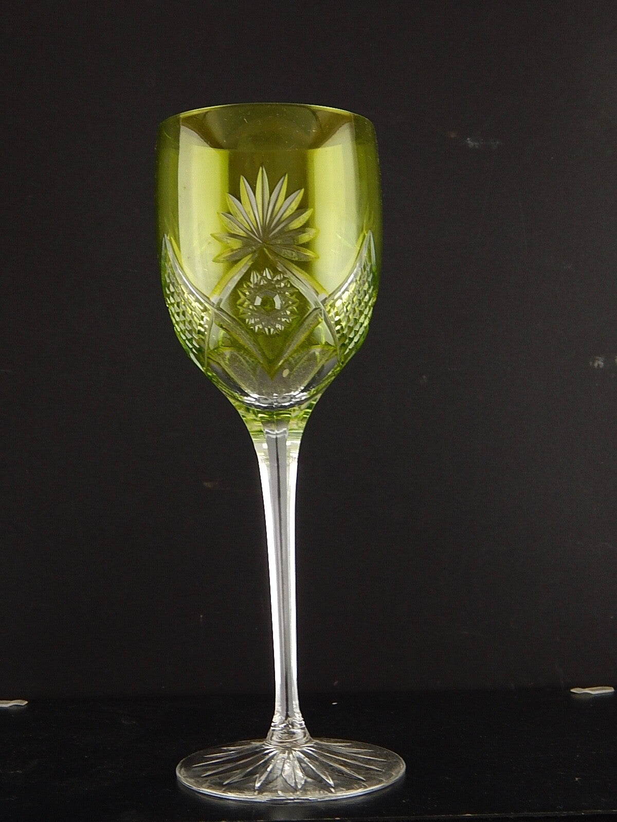 VINTAGE BICCHIERE CALICE CRISTALLO GERMANIA MOLATO NACHTMANN VERDE RESEDA