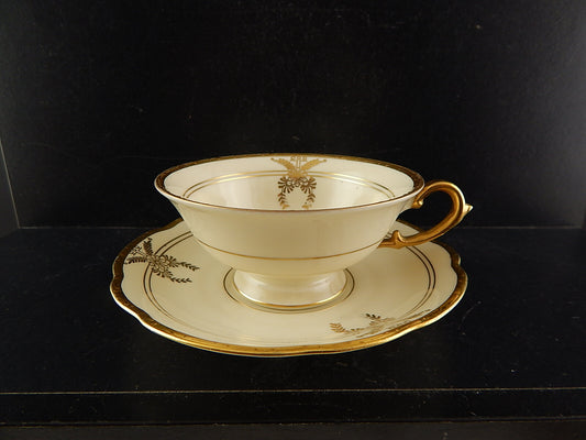 ANTICA TAZZA TÈ PORCELLANA AVORIO GHIRLANDE ORO SCHWARZENHAMMER BAVARIA