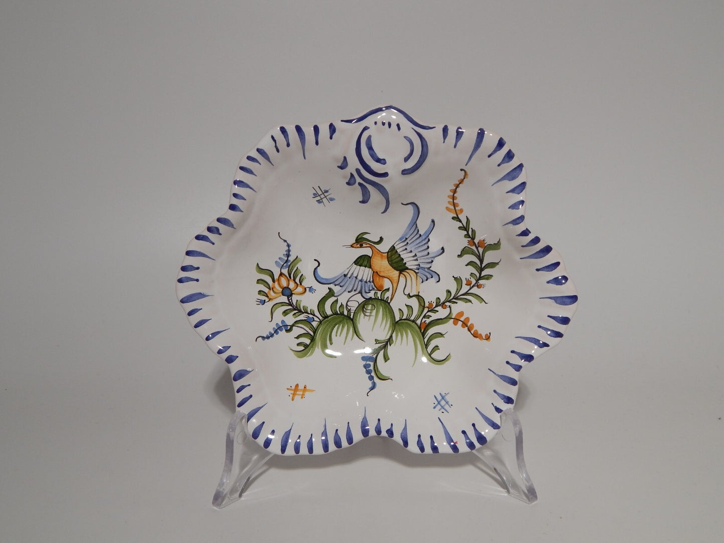 VINTAGE CIOTOLA SVUOTA TASCHE POSACENERE CERAMICA DIPINTA A MANO MOUSTIERS