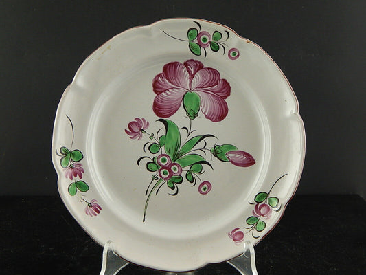 ANTICO 800 PIATTO CERAMICA MAIOLICA FIORI DIPINTI POLICROMI COLLEZIONE #6938