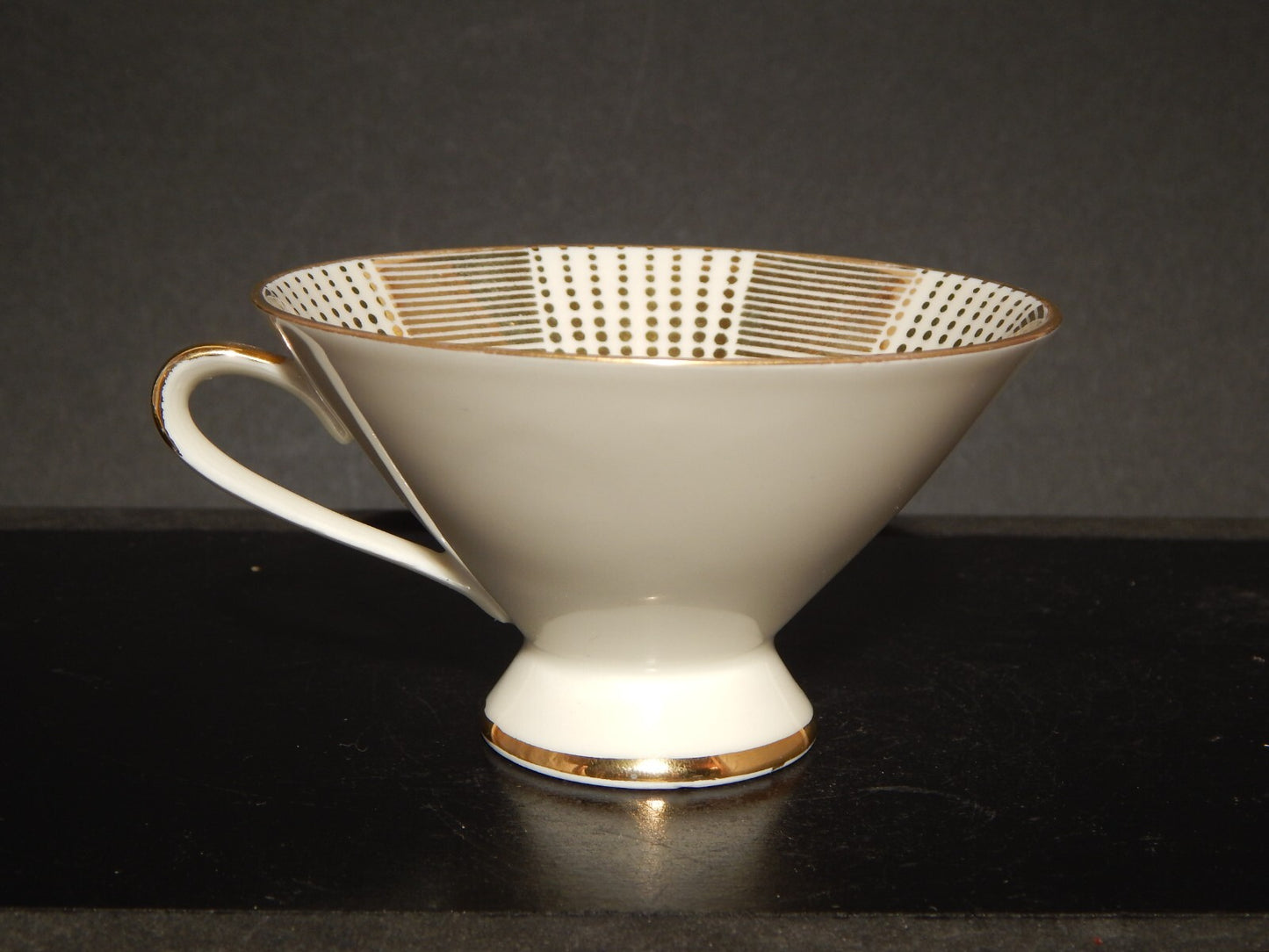 ANTICA TAZZA TÈ ART DECO PORCELLANA BAVARIA OSCAR SCHALLER DECORO ORO #1252