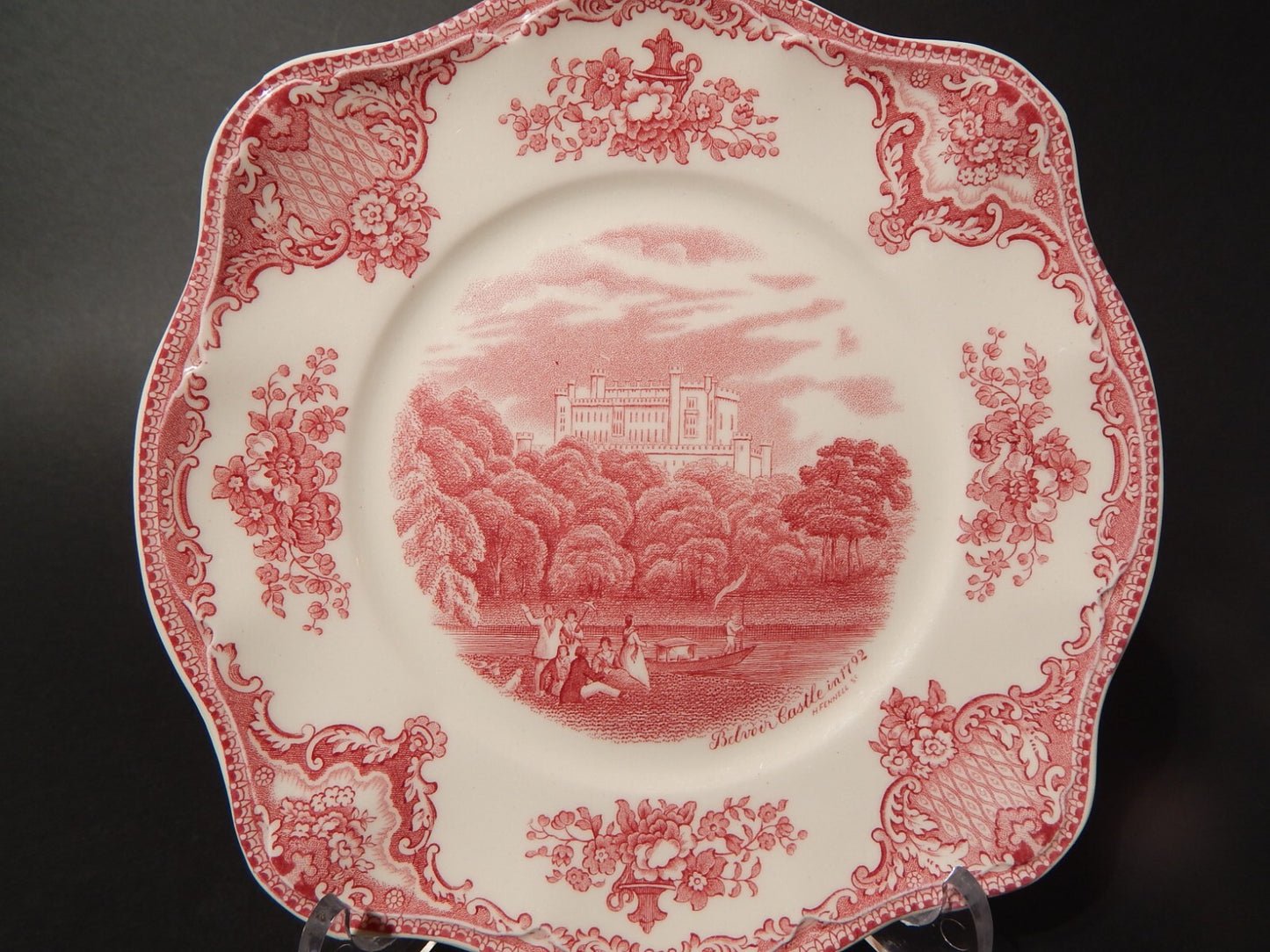 VINTAGE JOHNSON BROS OLD BRITAIN CASTLE PIATTO QUADRATO SEMI PORCELLANA ROSSO ##