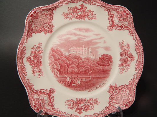 VINTAGE JOHNSON BROS OLD BRITAIN CASTLE PIATTO QUADRATO SEMI PORCELLANA ROSSO ##