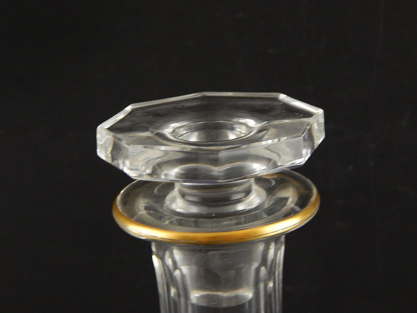 VAL ST LAMBERT FIRMATA ANTICA CARAFFA BOTTIGLIA CRISTALLO MOLATO PROFILO ORO