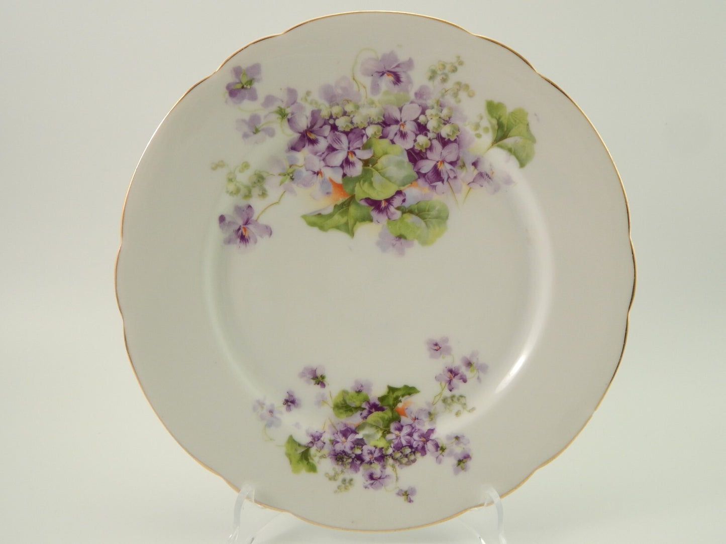 ANTICO LOTTO 6 PIATTI LIBERTY PORCELLANA BAVARIA VIOLETTE FINE 800 CON DIFETTI