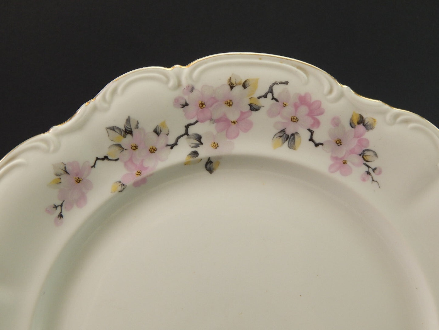 VINTAGE ROCAILLE VASSOIO ROTONDO DURKEN WALLDORF CERAMICA FIORE DI PESCO