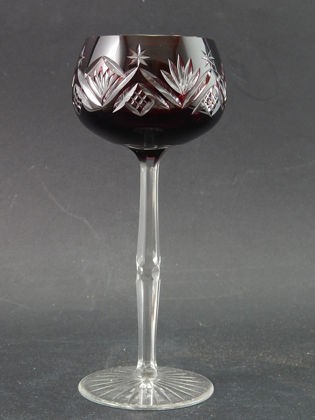 PREZIOSO ELEGANTE VINTAGE BICCHIERE CALICE CRISTALLO BOEMIA MOLATO