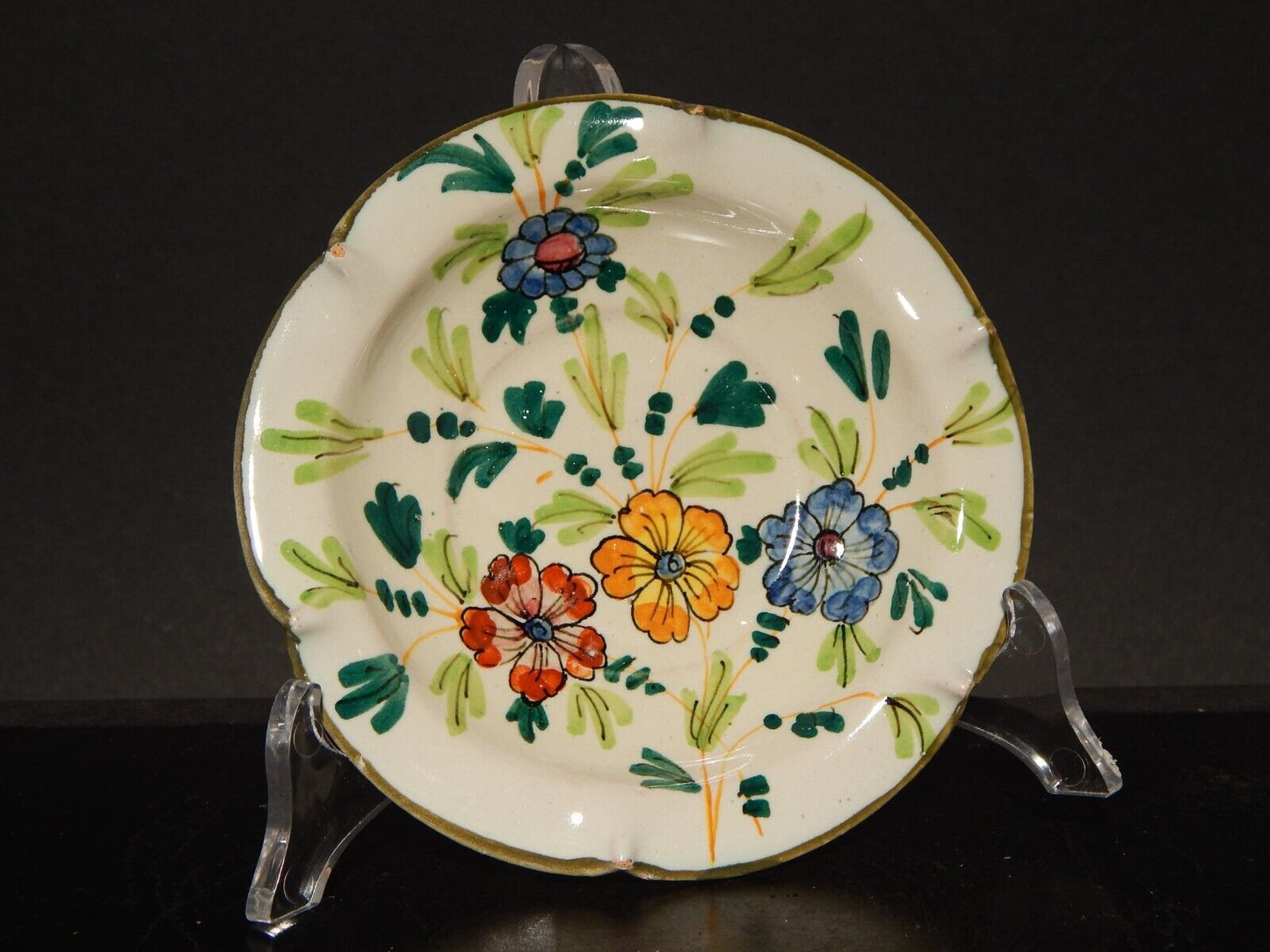 ANTICA RARA TAZZA E PIATTINO IN MAIOLICA CERAMICA CANTAGALLI FIRENZE ITALY #1347