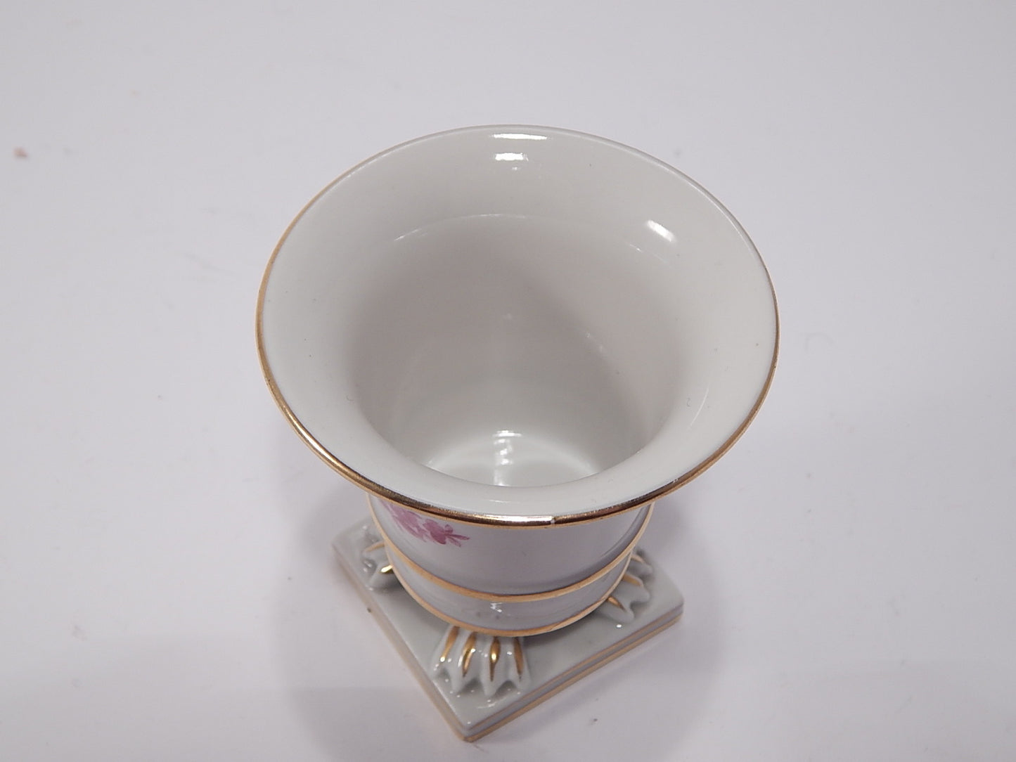 PORCELLANA HEREND ORIGINALE VASO CON PIEDISTALLO DECORO APPONYI ROSA COLLEZIONE
